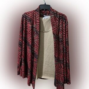 Calvin Klein Gold Tank Tip w/ TanJay Red/Black/Gold Patterned Open Front Jacket
